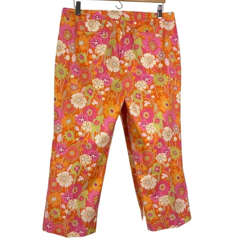 Sigrid Olsen ankle crop floral pants 14 Petite Garden Party Cruise Mod Boho Chic - Picture 2 of 10